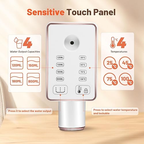 Distributeur d'eau Chaude Numérique Iinstantané à écran Tactile LED, Capacité de 1.5 litres, 4 Températures de Vitesse Distributeur d'eau Instantanée, pour la Préparation du thé, Café - Nail Gallerys
