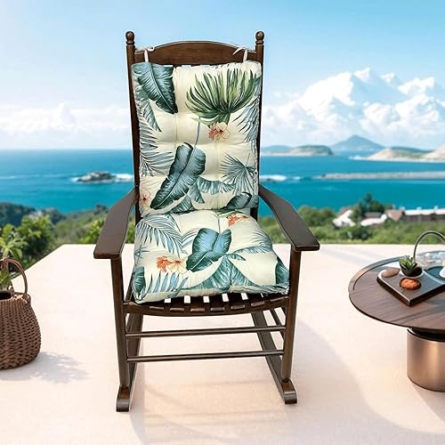 Lot de 2 Coussin de Chaise à Dossier Extérieur，Avec Sangles en Corde Coussin de Siège，Imperméable de Patio en Polyester pour Fauteuil à Bascule pivotant inclinable en rotin(1S,43x43x8/53x43x8cm) - Nail Gallerys