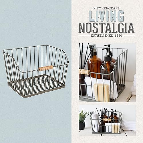 KitchenCraft Living Nostagia Grand Panier de Rangement Métallique pour Cuisine/Salle de Bain, Mural ou à Poser, 23,5 x 28,5 x 19 cm - Nail Gallerys