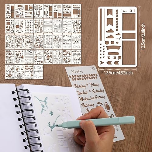 Ensemble De 36 Pochoirs Pour Journal Intime, 7.1 X 4.1 Pouces Pochoirs De Peinture, Accessoires De Journal Réutilisables Pochoirs De Dessin Pour Enfants Pour Journalisation, Scrapbooking Diy - Nail Gallerys