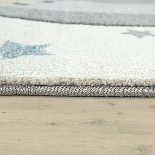 TT Home Tapis Enfant Aspect 3D Contours Découpés Animaux Jungle Ballon Motif Crème, Dimension:120x170 cm - Nail Gallerys