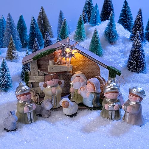 JOYIN Lot de 9 Crèches de Noël avec Histoire, Petit Ensemble et 8 Figurines, Jouets Miniatures pour Enfants et Tout-Petits, Décoration de Fête pour la Table - Nail Gallerys