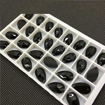 Brillabenny 1 Pierre Goutte Strass à Coudre Double Trou Plat en Verre pour Robe de Mariée Danse Danse Couleurs Standard (Violet, 11 x 18 mm) - Nail Gallerys