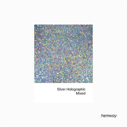 Hemway Brillo Grueso 105g/3.7oz Mixed Craft Glitter Powder Sequin Flocons Métalliques pour Nail Art Body Face Eye Hair Festival, Gobelets en Résine Epoxy Crafts - Mélange Holographique D’Argent - Nail Gallerys