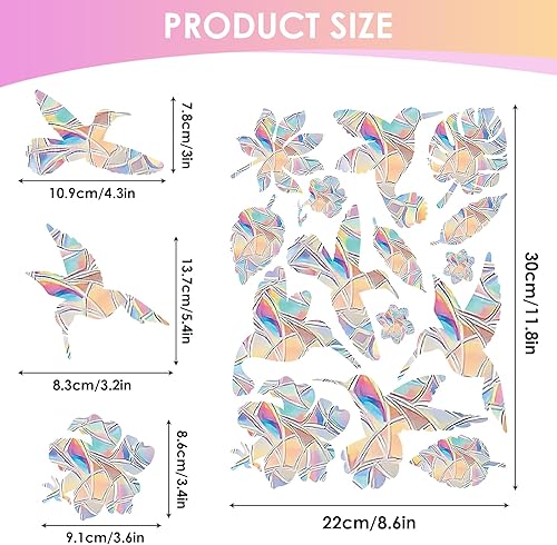 15 Autocollants de Fenêtre Décoratifs 3D en Forme d'Oiseaux et de Feuilles, Autocollants Antichocs pour Fenêtres, Protection des Oiseaux, Attrape-Soleil Prisme, Décoration de Fenêtre pour Maison - Nail Gallerys