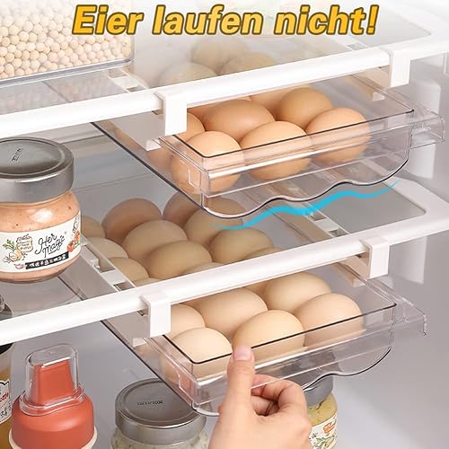 RANJIMA Lot de 2 supports à œufs pour réfrigérateur - Pour jusqu'à 21 œufs - Grand type de tiroir - Récipient à œufs pour cuisine et œufs - Nail Gallerys