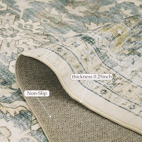 YULEYU Grand tapis vintage, bohème, lavable, antidérapant, pour salon, chambre à coucher, gris, 240 x 300 cm - Nail Gallerys