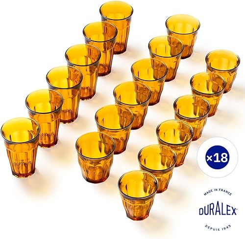 Duralex® - Lot de 18 Verres Vermeil Le Picardie® - 25 cl, 31 cl, 36cl - Verre à Eau, Jus Soda et Cocktail - Verre Trempé Ultra Résistant, Compatible Lave-Vaisselle, Made in France - Nail Gallerys