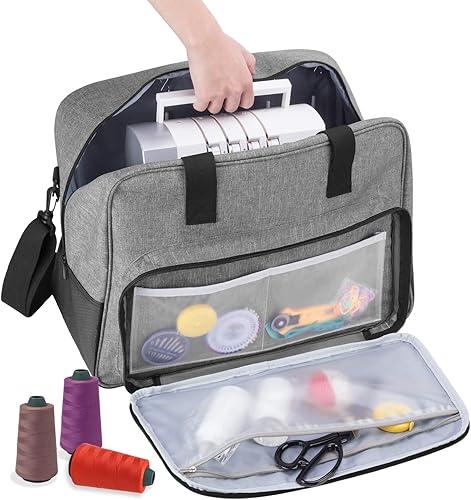 Yarwo Sac pour Surjeteuses, Sac de Transport pour Surjeteuses, Convient à la Plupart Majeur Surjeteuses, avec Fond antidérapant et rembourré épais Interne, Gris - Nail Gallerys