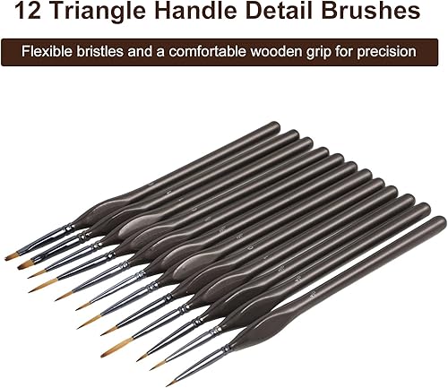 Pinceaux Peinture – 12 Pinceaux Professionnels pour Acrylique Aquarelle Gouache Détail Pinceau de Haute précision pour modélisme et Peinture Fine - Nail Gallerys