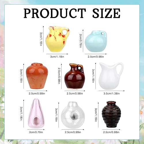 Tinoaly 8pcs Céramique Mini Vase Aimanté Frigo, Verre Mignon Aimants Réfrigérateur Amusants Mini Vase Magnet Petites Fleurs Décoratives pour la Maison Le Bureau la Cuisine Le Réfrigérateur Ou Casier - Nail Gallerys