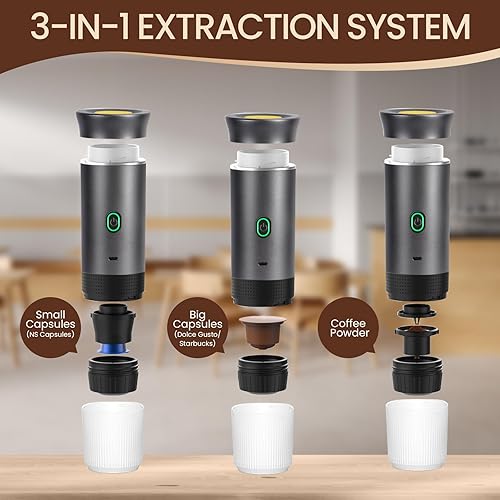 LAMA Machine à expresso électrique Mini machine à café portable expresso électrique Compatible avec les capsules et la poudre, Chauffage instantané pour le camping et les voyages - Gris - Nail Gallerys