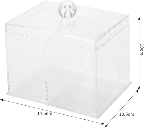 SOONHUA Boîte de rangement transparente pour cotons-tiges, distributeur de cotons-tiges, boîtes de maquillage, boîte de rangement avec couvercle pour boules de coton, bandeau, cravate - Nail Gallerys