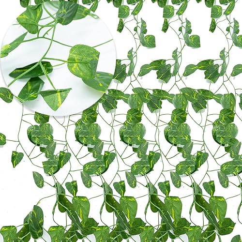 REBECASKYENS 1 guirlande de lierre artificiel - Feuilles vertes - Pour mariage, cuisine, bureau, jardin, balcon, chambre à coucher - Décoration murale (Scindapsus) - Nail Gallerys