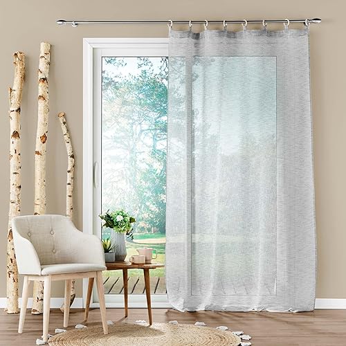 Douceur d'Intérieur, Voilage à Oeillets Bois (140 x 240 Cm) Minalisa Lin, Voile Tissé - Nail Gallerys