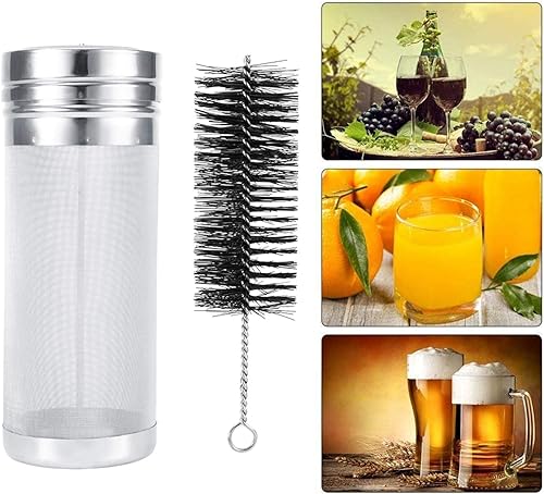 Filtre professionnel de houblon de bière d'acier inoxydable avec le kit de brosse de nettoyage de maille de 300 micromètres pour les fûts de Homebrew(7 * 18cm) - Nail Gallerys
