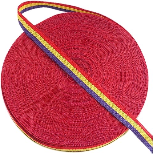 Ruban Drapeau Républicain Espagnol 20 m x 1 cm de large Tricolore Horizontal Rouge, Jaune et Violet Pour travaux manuels, broder ou coudre sur le produit Bracelets Nœuds Décoration - Nail Gallerys