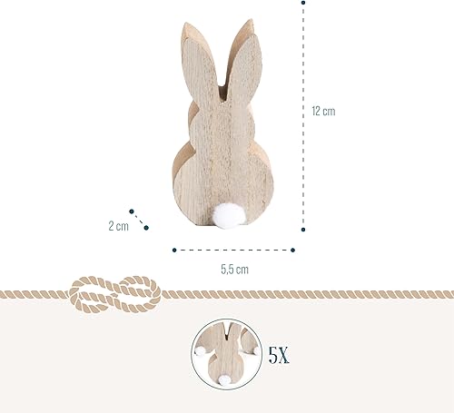 Figurines de Lapins de Pâques, Set de 3: Petites Figurines en Bois Naturelles, Décoration Moderne de Pâques, pour Table, Commode & Fenêtre, Idéales comme Cadeau, 12 cm - Nail Gallerys