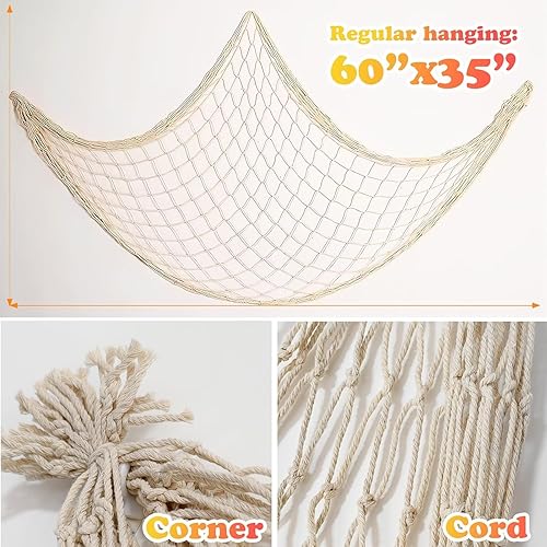 YUEXNKO Filet de Pêche Décoratif, 2pcs Filet de Pêche Décoration Murale, 100X150cm Filet de Peche Decoration, Filets De Pêche De Style Méditerranéen, Filet de Pêche Plage Thème Décor - Nail Gallerys