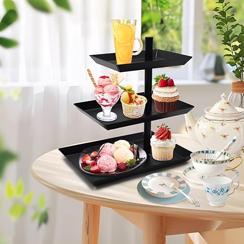 Kqpoinw Présentoir à Fruits à Trois Ètages, Ètagère Décorative Pivotant à 360° pour Le Petit-Déjeuner, la Fête Étagère Décorative Triple pour Sucreries, Biscuits, Fruits - Nail Gallerys