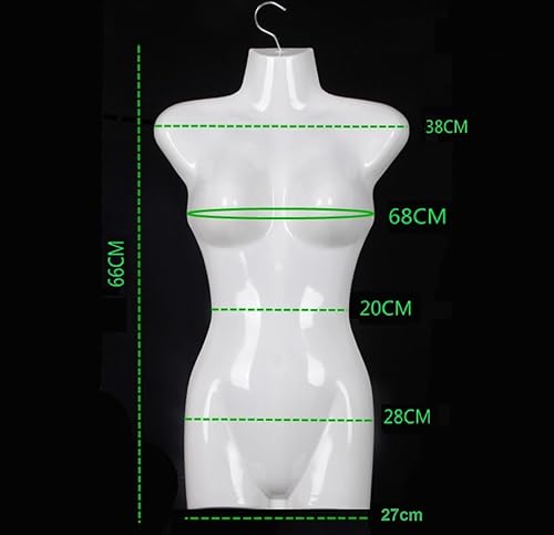 1 torse féminin - 66 cm - Torse femme en plastique - Haut du corps semi-plastique de couleur blanche - Buste mannequin - Body pour femme en semi-plastique - Figurine de poupée - Mannequin de vitrine - Nail Gallerys