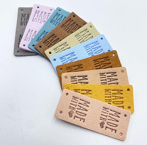 MAPOOR 1 pièce, PU - Lot de 50 étiquettes synthétiques en cuir - 10 couleurs - 50 pièces - 5 x 2 cm - Nail Gallerys