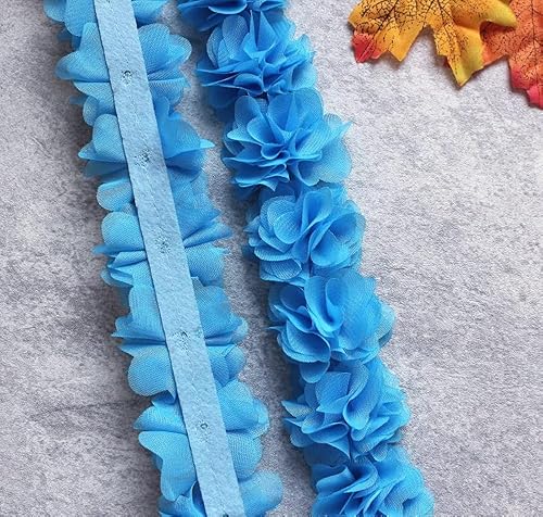 YYCRAFT Ruban en dentelle florale en mousseline de soie pour applique, couture, artisanat, robe de mariée, décoration à faire soi-même (4,2 m, bleu marine) - Nail Gallerys