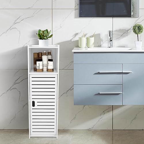 homewell Armoire de salle de bain étanche, étagère de sol, armoires hautes, autoportantes, convient pour le salon, la cuisine et la salle de bain, blanc (25 x 22 x 80 cm) - Nail Gallerys