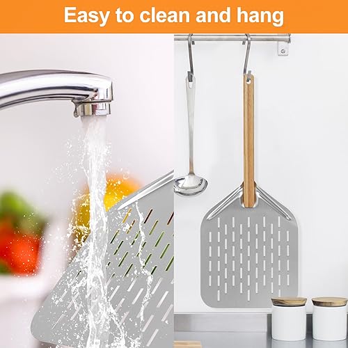 Pelle à pizza perforée Pelle a Pizza 40x30cm Pelle à Pizza Perforée Combo en Alliage d'Aluminium Résistance aux Hautes Températures pour Déplacer Pizza - Nail Gallerys