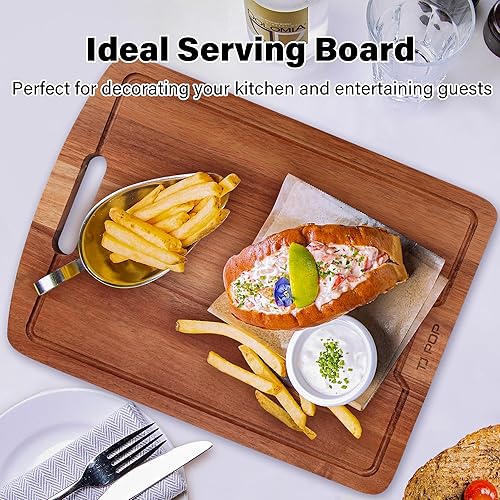 Planche à découper en bois 40 x 30 cm, bloc de boucherie pour la dinde, la viande, les légumes, le barbecue, la planche à charcuterie au fromage avec trou de suspension et rainure pour le jus de fruit - Nail Gallerys