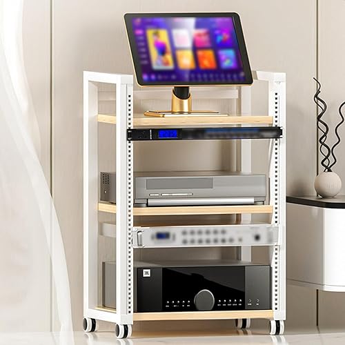 Étagère d'angle en bois à 4 niveaux avec tour réglable en hauteur pour maison/bureau/audio/vidéo/DJ/théâtre - Armoire à composants amovibles (couleur 3) - Nail Gallerys