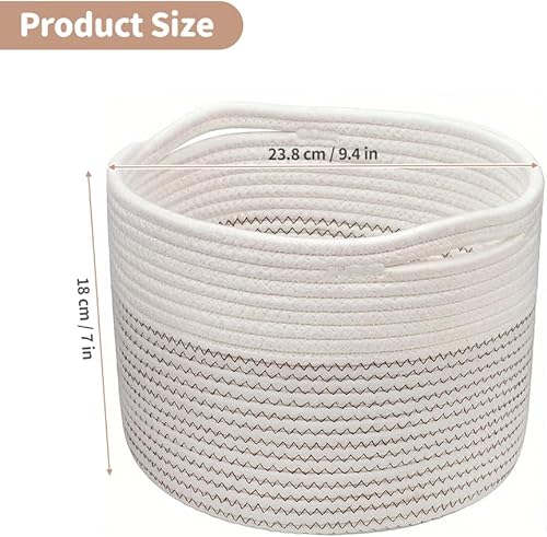 KBIBCK Paniers de rangement tissés, paniers de rangement en corde de coton, 24 x 24 x 18 cm, paniers à livres avec poignées, petits paniers de rangement pour jouets, panier de rangement pour bébé - Nail Gallerys