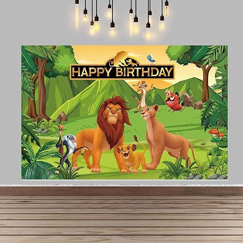 Toile de fond en tissu de dessin animé Roi Lion pour décoration de fête - Nail Gallerys