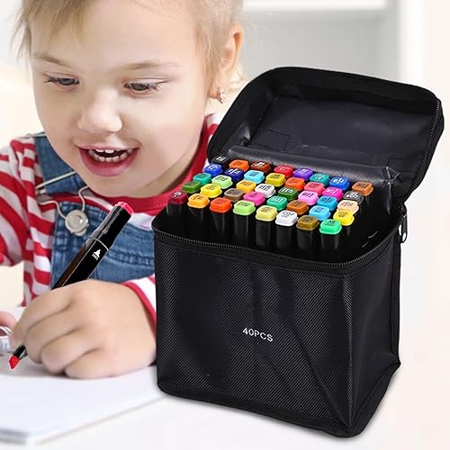 Marqueurs double face – 40 marqueurs de dessin de couleur pour artistes | Stylo à double pointe 40 outils de couleurs pour le scrapbooking, les cours d'art, le journal, les tout-petits, la maternelle - Nail Gallerys