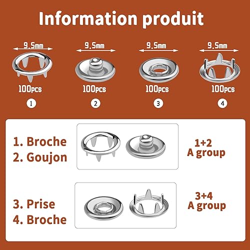100 Ensembles De Boutons-Pression, Boutons-Pression En Métal Argenté De 9,5 MM Pour La Couture Et L'artisanat, Kit De Fermetures à Pression à Bouton-Pression Ouvert Pour Le Bricolage - Nail Gallerys