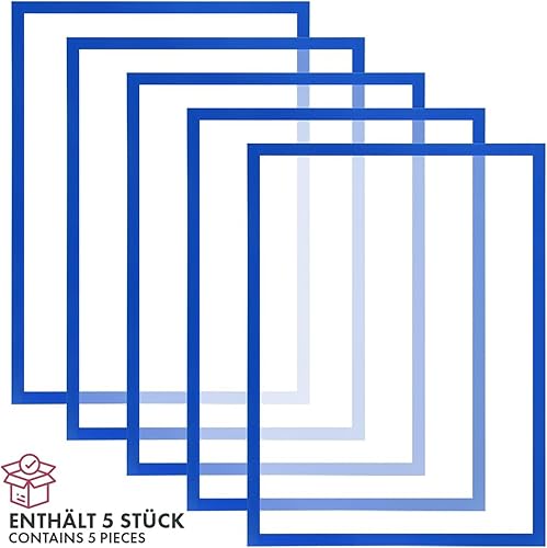 KARAT 5 Cadres Magnétiques Muraaux A3 – Cadre Aimanté pour Affichage, Pochette Magnetique, Porte-Document et Porte-Affiches, lot de 5 (Usage intérieur extérieur 45 x 33cm, Gris) - Nail Gallerys