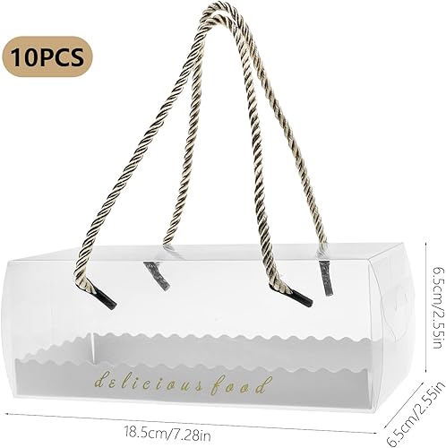 LPEPLL Lot de 10 Boîtes à Gâteaux Rectangulaires avec Poignée de Transport, Boîtes Transparentes pour Cupcakes, Boîte à Gâteaux pour Pâtisserie - Nail Gallerys