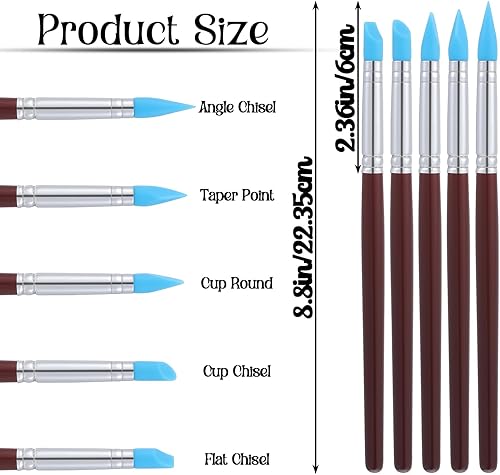 Nogeqi Lot de 5 pinceaux en silicone, pinceau en caoutchouc souple, outil de modelage, outil d'argile de poterie, pinceau de modélisation en silicone, outil de poterie pour sculpture en céramique - Nail Gallerys