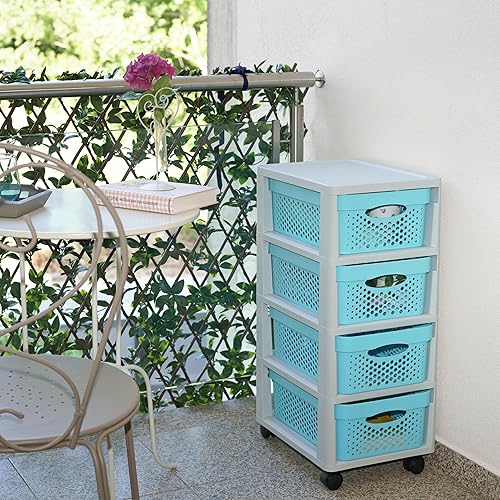 Meuble rangement enfant tour en plastique meuble ecole bac à roulettes boite tiroir empilable jouet bureau chariot a tiroirs colorés - Fabriqué en Europe - Nail Gallerys