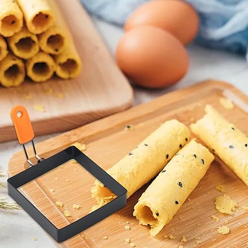 Anneau d'oeuf frit - Moule d'oeufs en acier inoxydable, anneau d'oeuf carré | Anneau d'oeuf au plat en acier inoxydable, Griddle Pancake Shapers avec poignée en silicone pour le petit déjeuner Sandwic - Nail Gallerys