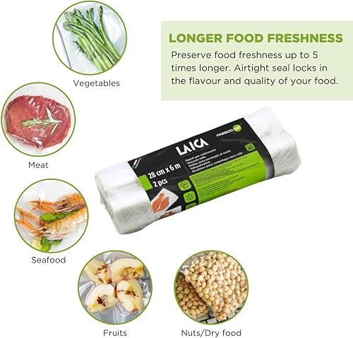 Laica VT3509 Pack 2 Rollos Envasado al Vacío 28x600cm - Nail Gallerys