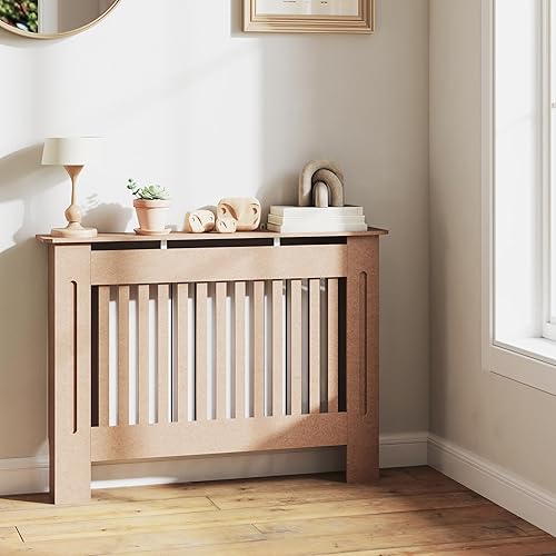 HOMCOM Couvre-radiateur Couvre-radiateur Moderne en MDF pour Le Salon et la Chambre 112x19x81cm Bois Naturel - Nail Gallerys