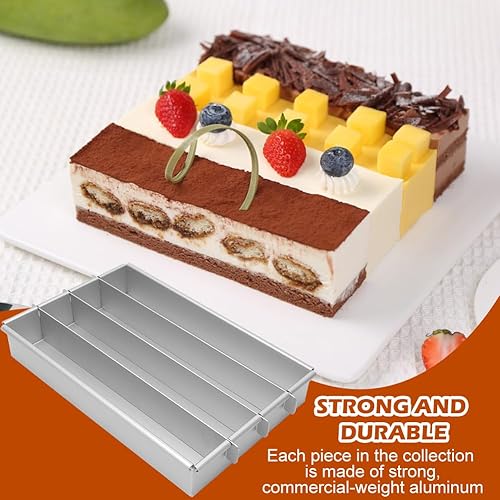 Gohytal Battenberg Moule à gâteau rectangulaire, en aluminium, avec revêtement antiadhésif et trois séparateurs amovibles, pour mariage, anniversaire - Nail Gallerys