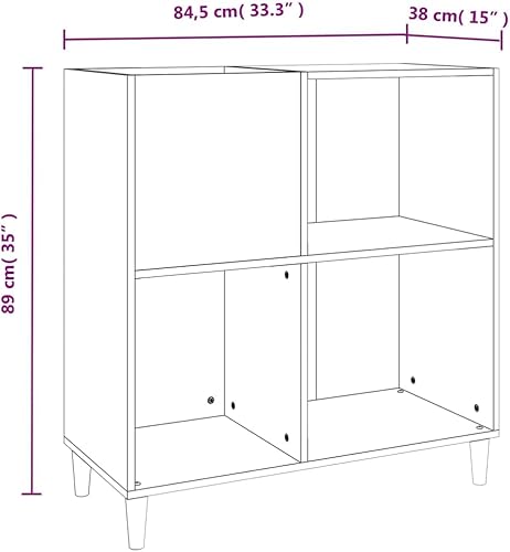 BaraSh Armoire à disques Noir 84,5x38x89 cm Bois d'ingénierie,Meuble Platine Vinyle,Porte Vinyle,Rangement Vinyle - Nail Gallerys