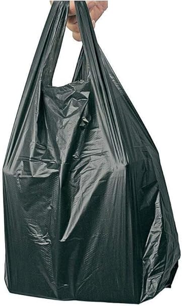 Dealonic Lot de 100 grands sacs de transport réutilisables en plastique avec poignées robustes Idéal pour les courses, le rangement de la cuisine et les stands de nourriture, blanc, 11''x17''x21'' - Nail Gallerys