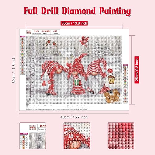 NAIMOER Noël Peinture Diamant Adulte, 5D Gnomes Diamond Painting Complet, Diamant Painting Kit Enfants Diamant Strass Point de Croix Cristal Painting pour Murale Décor 30x40cm - Nail Gallerys