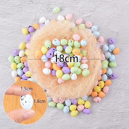 BETESSIN 200Pcs Oeufs Colorés Mousse de Pâques Easter Décorations avec Poulailler Artificielle Nid Chanvre Sisal Mini Oeufs Mouchetés Ornements de Jardin Bricolage Décoration de Pâques - Nail Gallerys