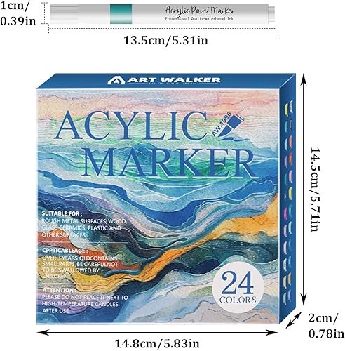 YHNMMNO Lot de 24 stylos acryliques étanches pour pierres, 1 à 2 mm, marqueurs acryliques pour pierres, peinture acrylique, marqueurs acryliques pour bois, toile, verre, papier, céramique - Nail Gallerys