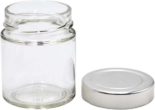 U-Pack Lot de 12 pots à épices en verre de 150 ml avec couvercles en métal argenté - Nail Gallerys