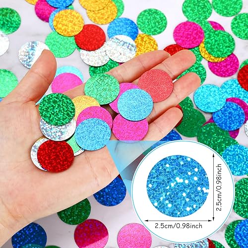 MARFOREVER Confettis à paillettes multicolores - 2,5 cm - Ronds - Pour anniversaire - Décoration de carnaval - Décoration de table - Film métallique - Décoration de fête d'anniversaire pour mariage - Nail Gallerys